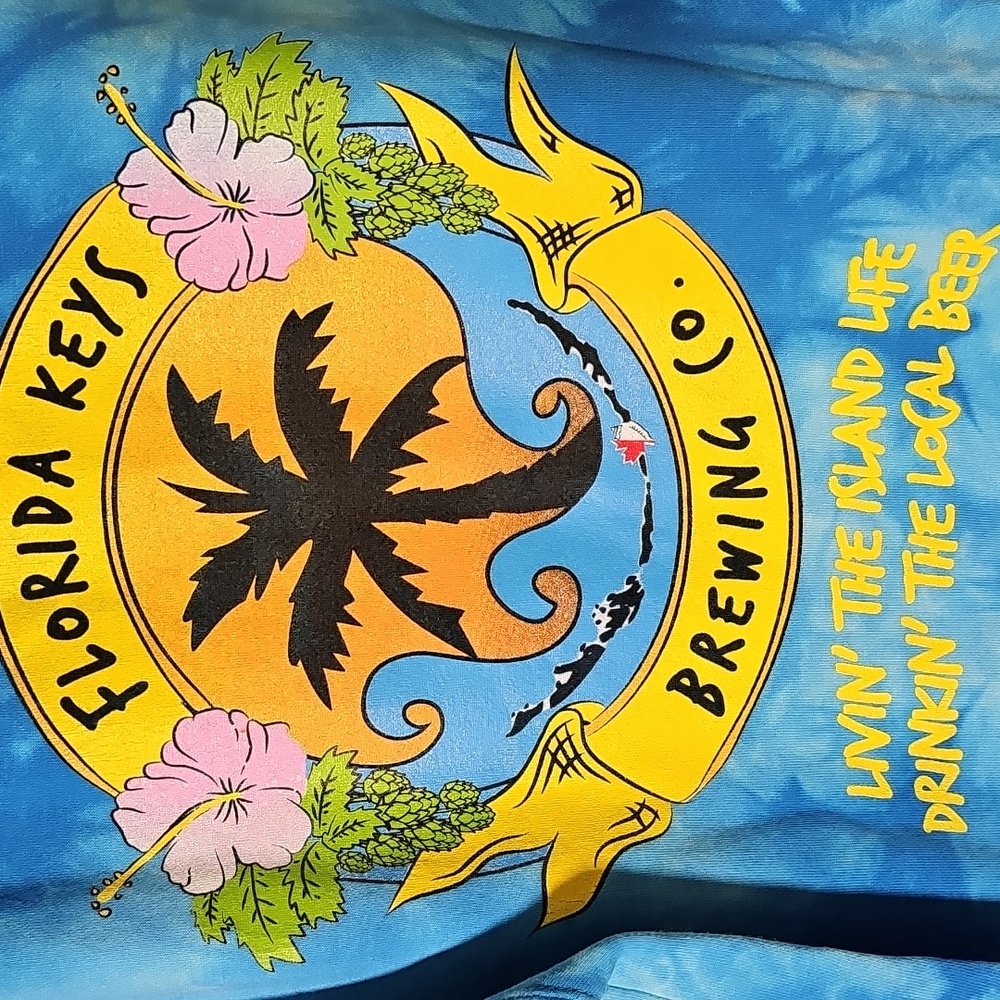 Blue Tie-Dye Hoodie with Logo From The Keys. Brewing CO LOCAL BEER. size Med NEW